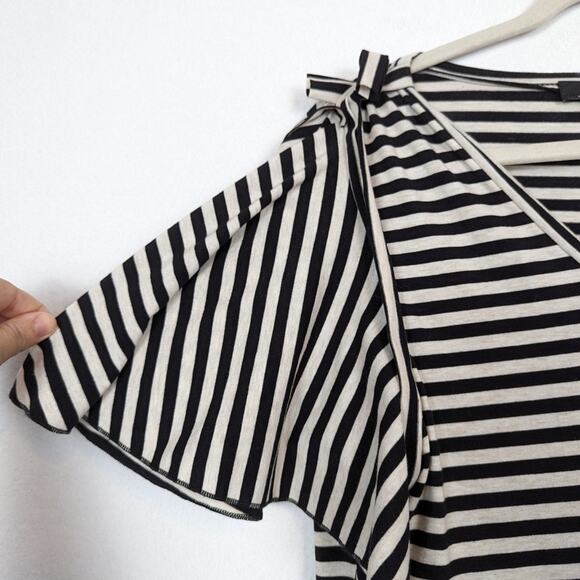 NWT Suzanne Betro Black And Cream Tiered Striped Dress - Picture 5 of 9